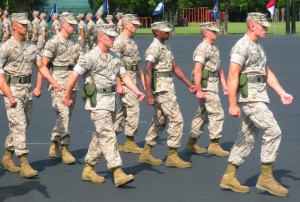 If you've never been to a military event, you should know there's always a lot of marching involved.