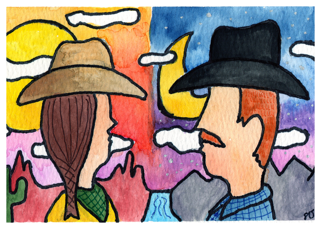 Dusk and Dawn Watercolor Painting Fine Art Print