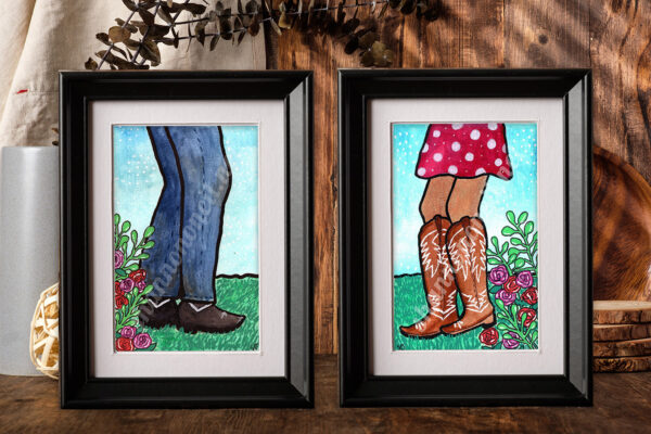 "Sassy & Sweet" pairs perfectly with "Steady & Stubborn," capturing both sides of a classic western love story—one full of charm, flirtation, and just a little attitude. Display them together for the perfect balance of playful mischief and steadfast cowboy grit!