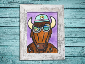 Buffalo Breaker framed watercolor print