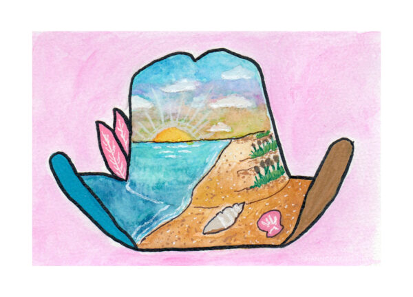 Coastal Crown watercolor print with coastal cowgirl vibes