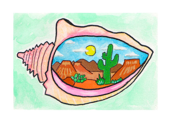 Desert Tides watercolor print with coastal cowgirl vibes