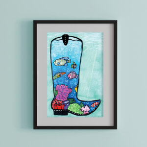 Under the Seams Watercolor Painting, Framed